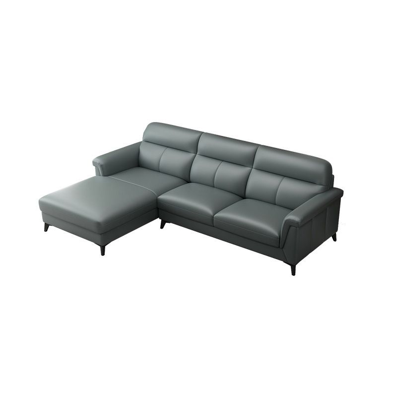 Contemporary Green Stain-Resistant Genuine Leather for Living Room Sofa