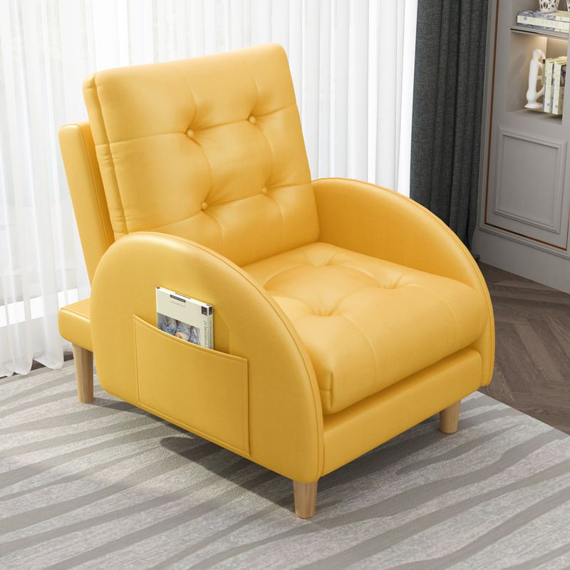 Modern Accent Chair Fabric/PU Chair With Tufted Back with 4 Legs Base