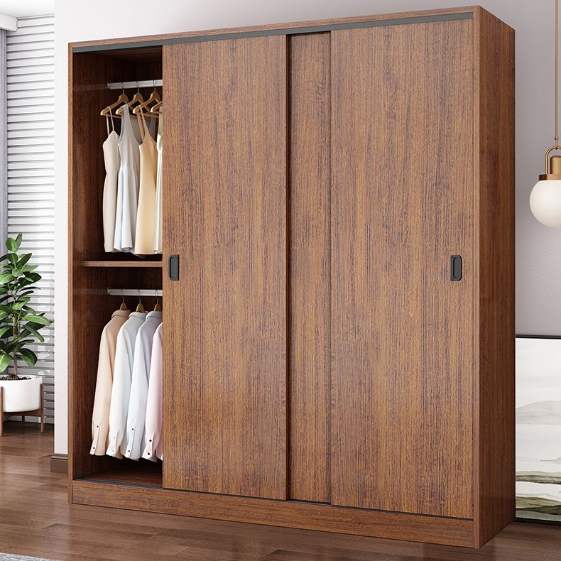 Solid Wood Frame Wardrobe Freestanding Wardrobe with Sliding Doors