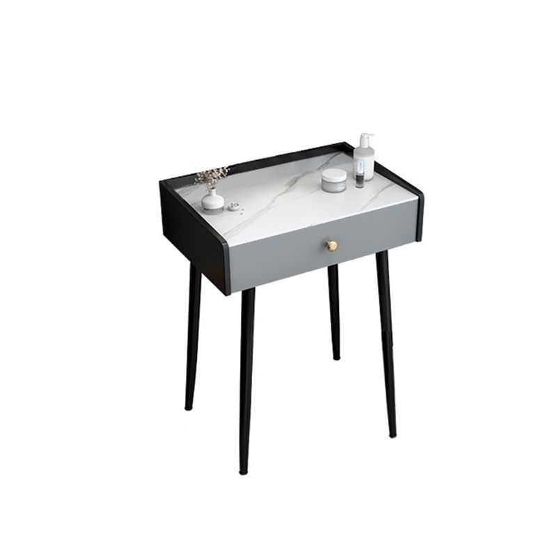 Modern Compact Makeup Vanity 1/2 Drawers Dressing Table with Padded Stool