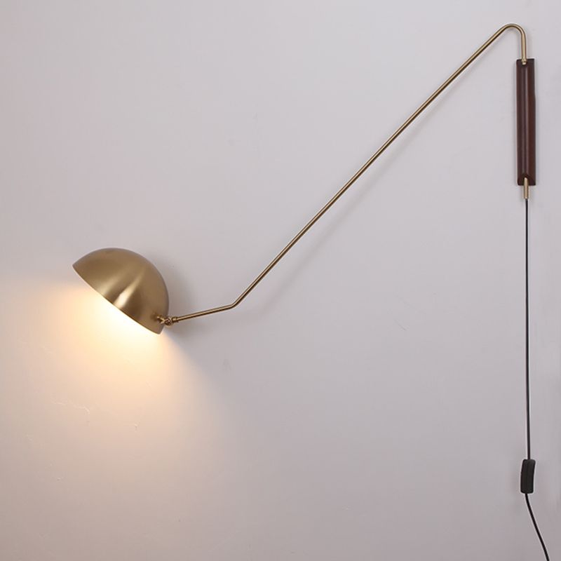 Post-modern Style Angle Adjustable Wall Light Metal Bowl Shade Bedroom Bedside Light with Independent Switch