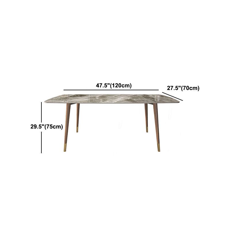 Stone Top Dining Table Mid-Century Modern Dining Table with 4 Wood Legs