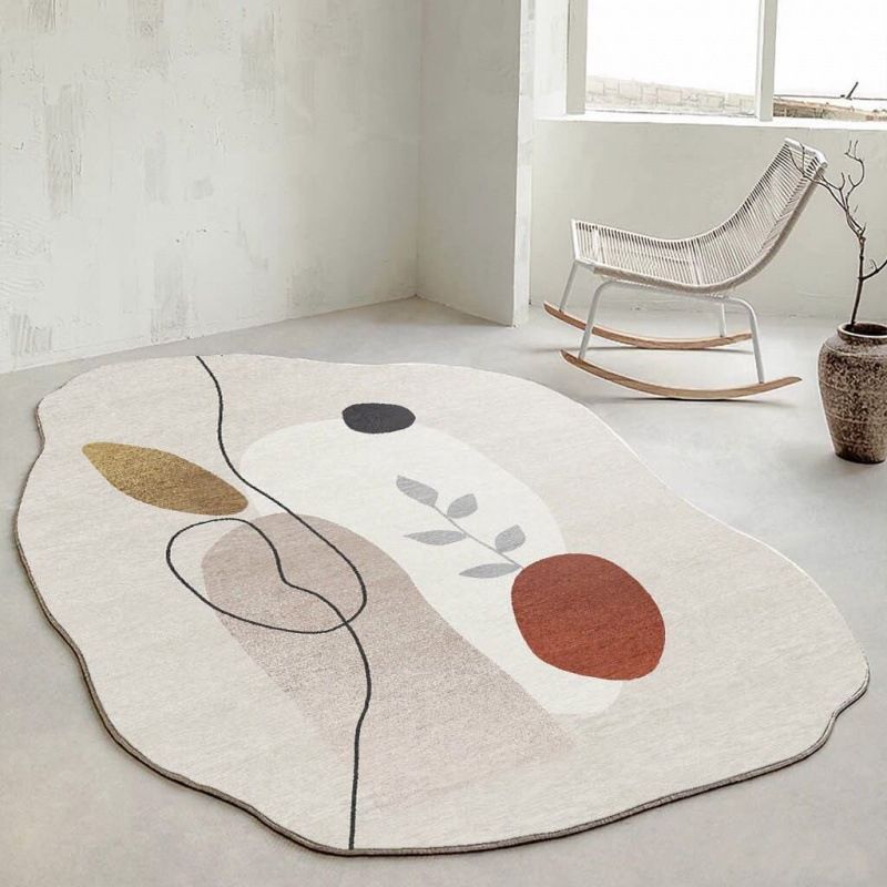 Leisure Novelty Shape Rug Simplicity Contrast Panel Rug Polyester Carpet with Non-Slip Backing