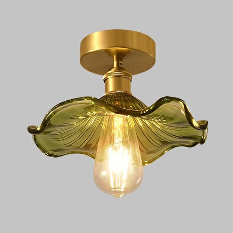 Glass Geometric Flush Mount Lights Contemporary Style 1 Light Flush Mount Fixture