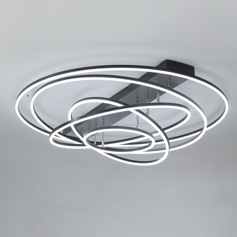 Plafonnier LED moderne à 3/5 niveaux en métal pour chambre à coucher, semi-encastré rotatif, noir/or