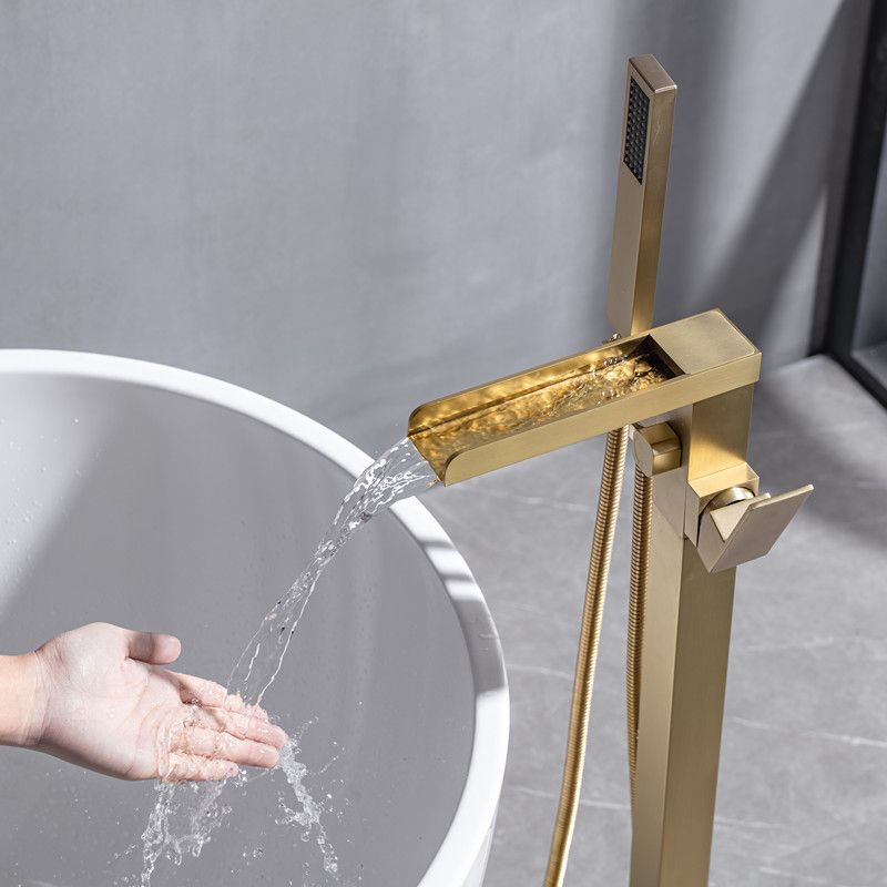 Floor Mounted Copper Freestanding Tub Filler Freestanding Low Arc Tub Filler Trim