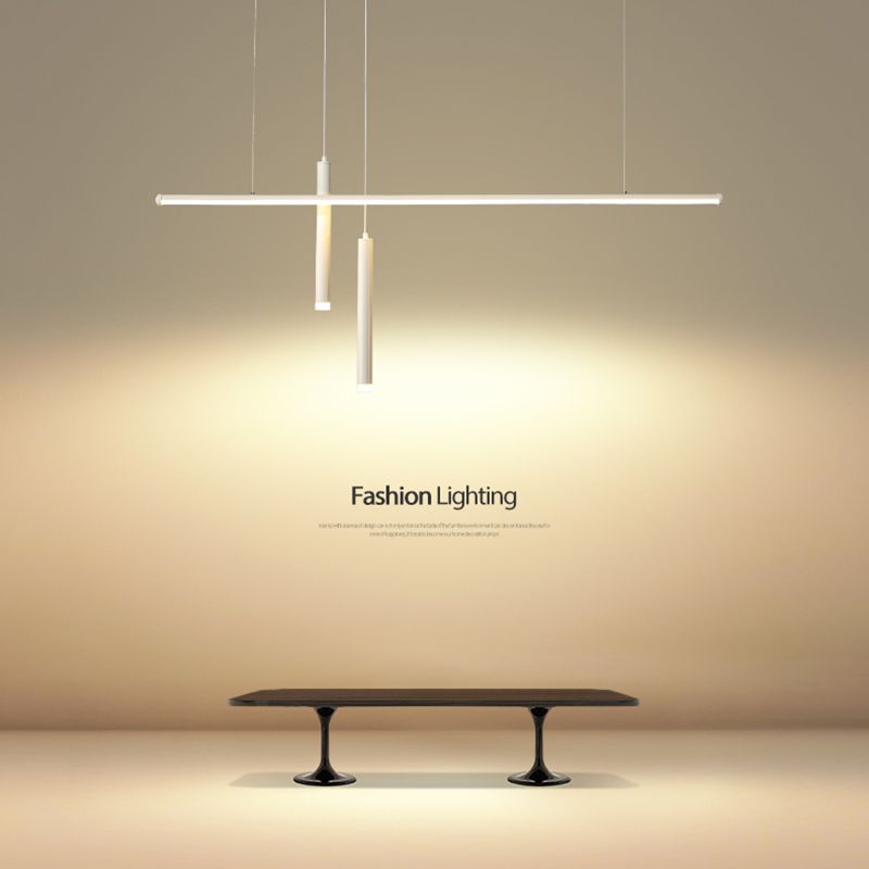 Lineair eilandlichtarmatuur moderne 3-licht LED-hangende lampen met witte acrylschaduw