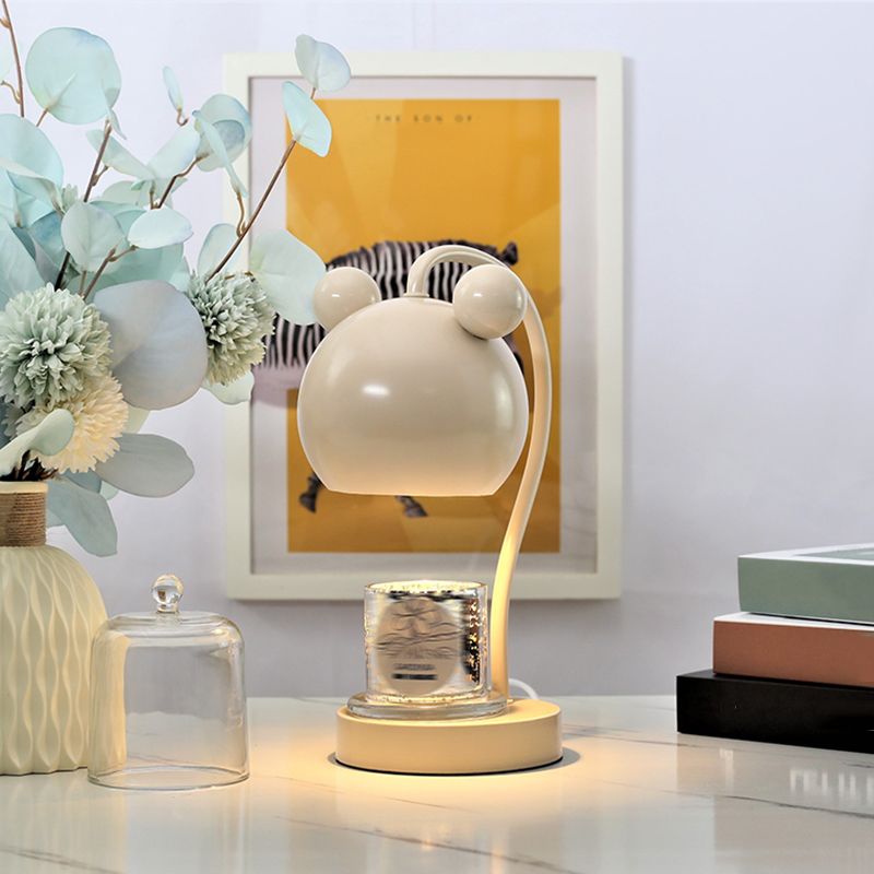 Macaron Melting Wax Warmer Table Lamp Metallic 1-Light Bedroom Nightstand Light with Dome Shade