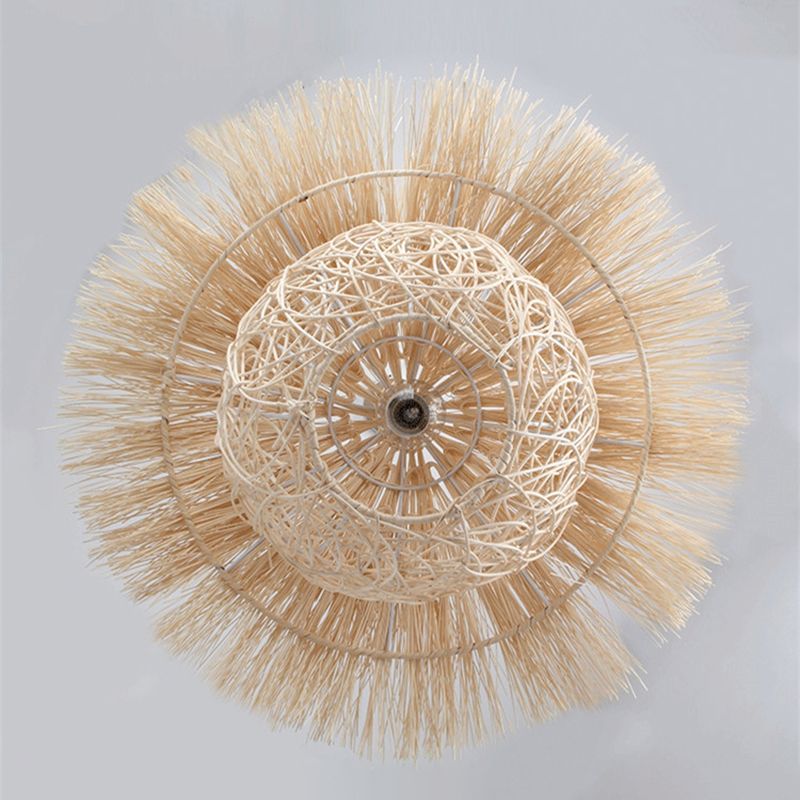 Asian Hand Twisted Ceiling Pendant Lamp Rattan 1 Light Ceiling Lamp