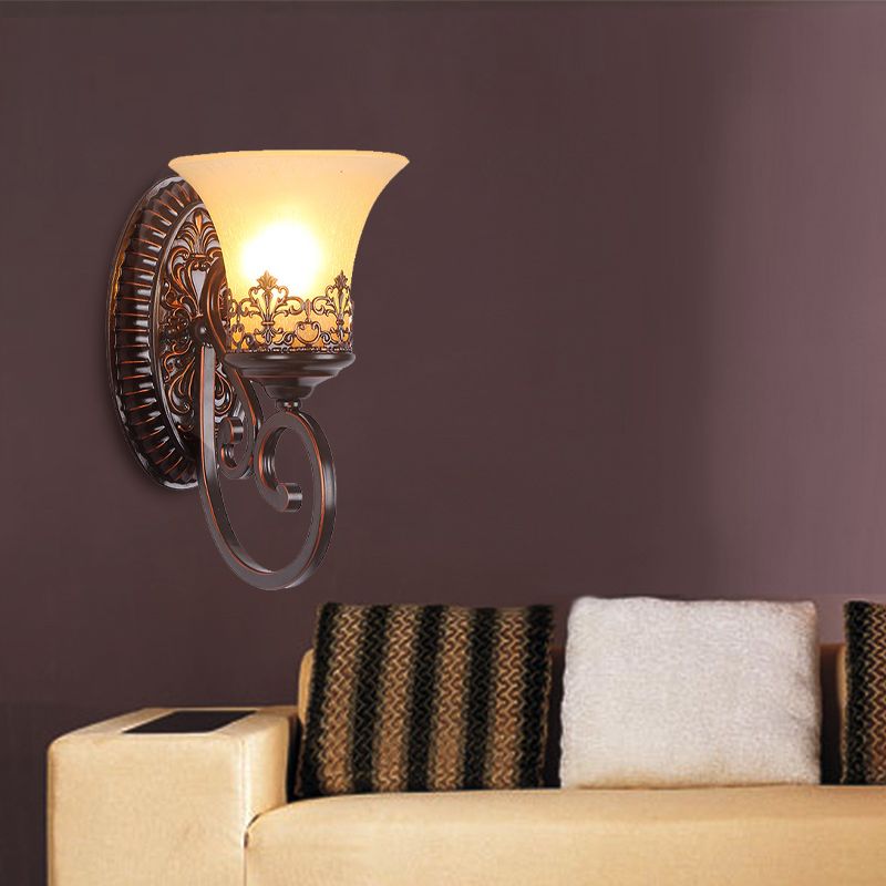 Verre en verre rouge brun brun mural cloche 1/2-2