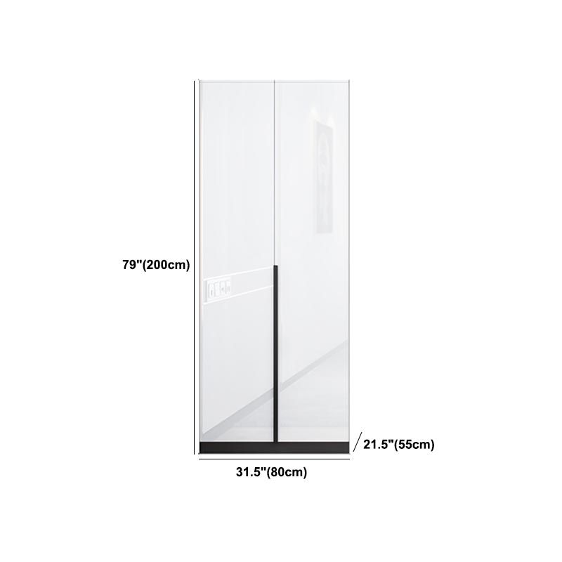 White Wooden Wardrobe Modern Cloth Rod Included Wardrobe Closet for Home