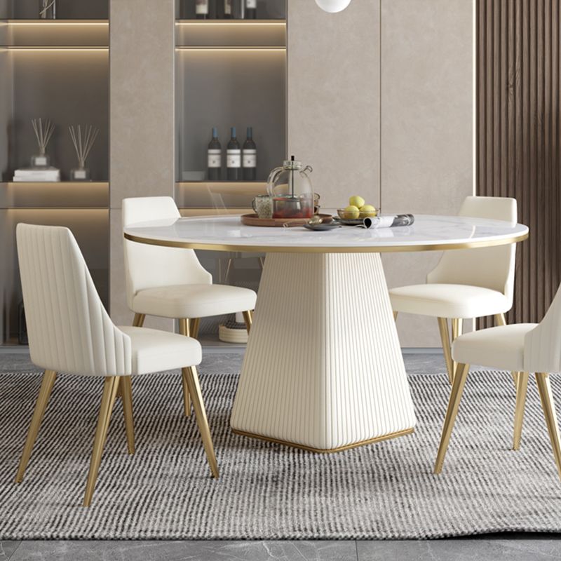 Stone Dining Room Collection Luxury Style Round Pedestal Dining Table for Home