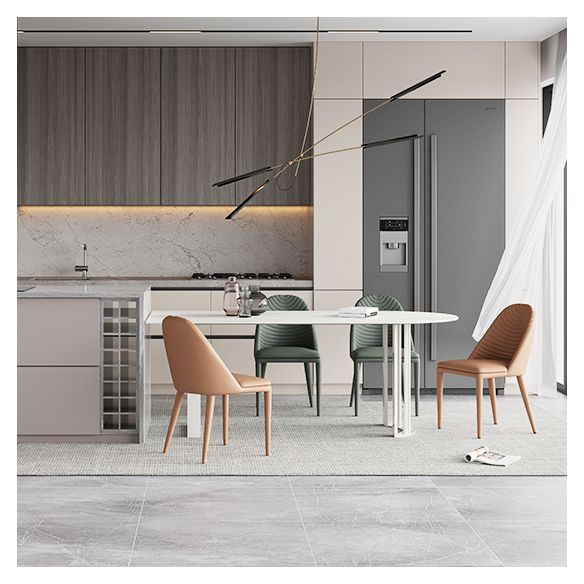 Modern Style Dining Table White Top Sintered Stone Table for Home