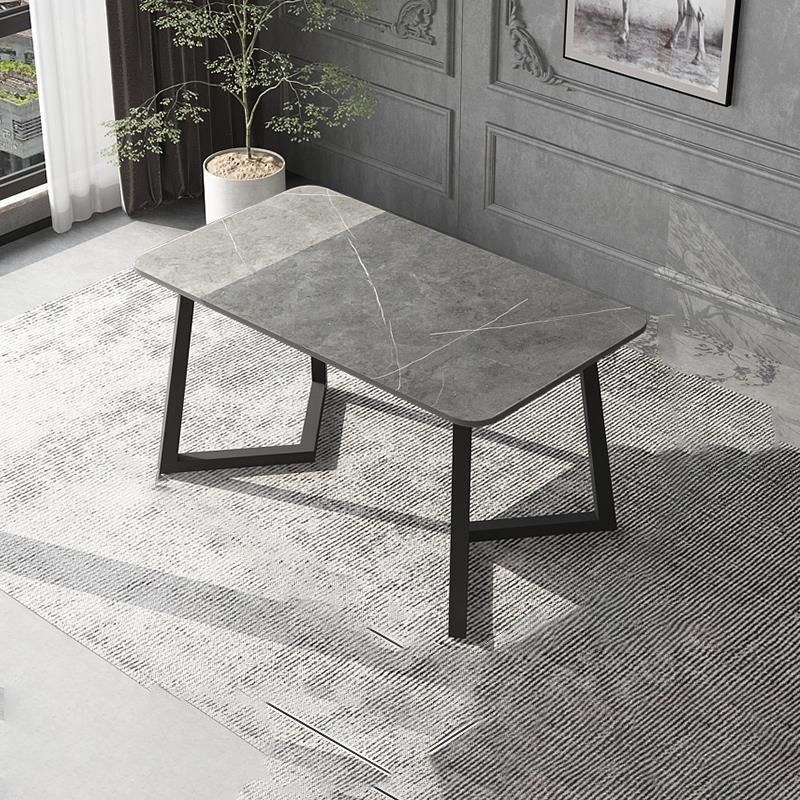 Industrial Rectangle Dining Table Matte Finish Dinette Table with Metal Sled Base