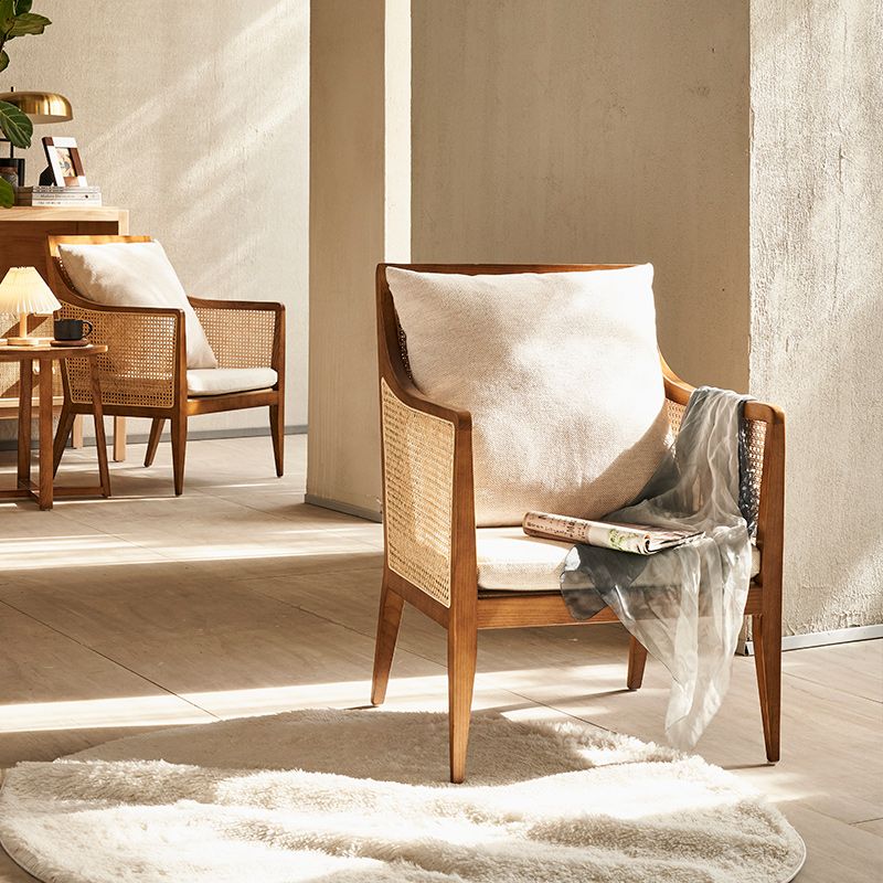 Upholstered Fabric Accent Armchair Solid Wood 24.01" Wide Armchair