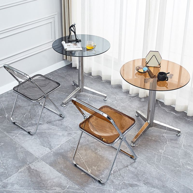 Round 3 Legs Minimalist Style Dining Table Three-Color Fixed Table of Glass