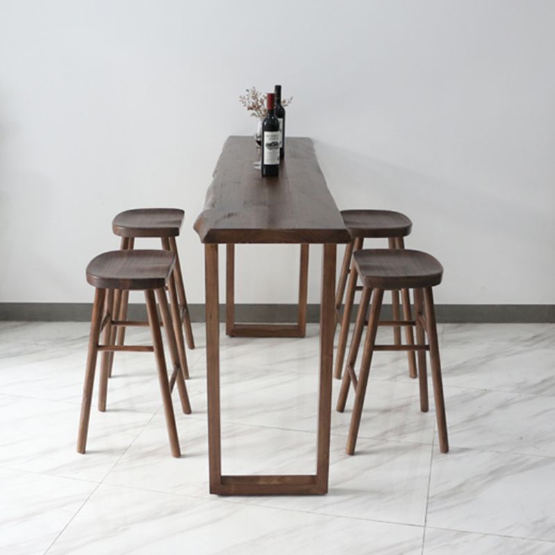 Contemporary Bar Dining Table Indoor Rectangle Wood Bar Table Sled Base in Brown
