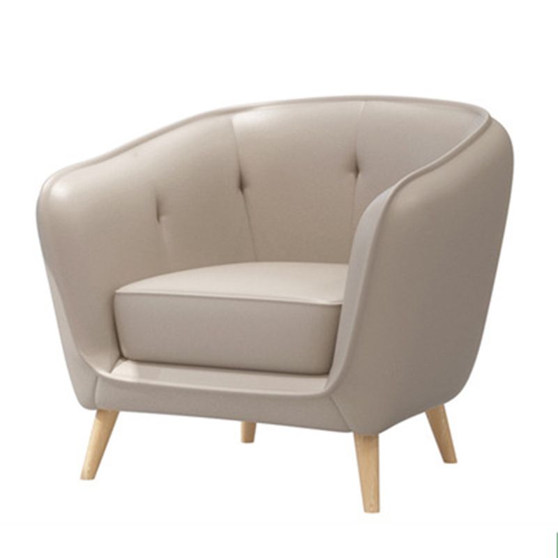 Modern Faux Leather Tufted Back Curved Loveseat Sofa with 1/2 seat