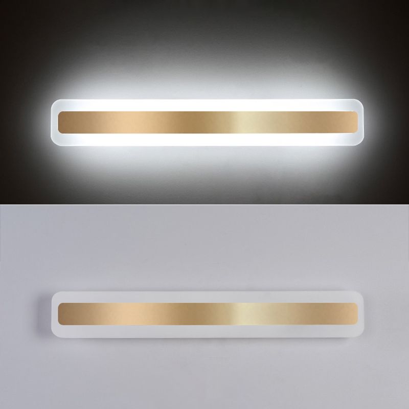 Modern Simple Simple Style a 1 luce Lineare Muro Specchio Specchio Accensione della parete in oro