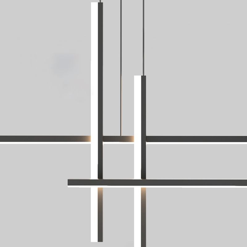 5-Light Geometric Island Lights Contemporary Metal Island Ceiling Light in Black