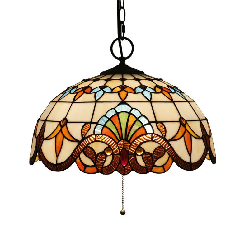 Lámpara de colgante de vidrio cortado en el tazón victoriano victoriano de 3 luces para el techo colgante para el comedor