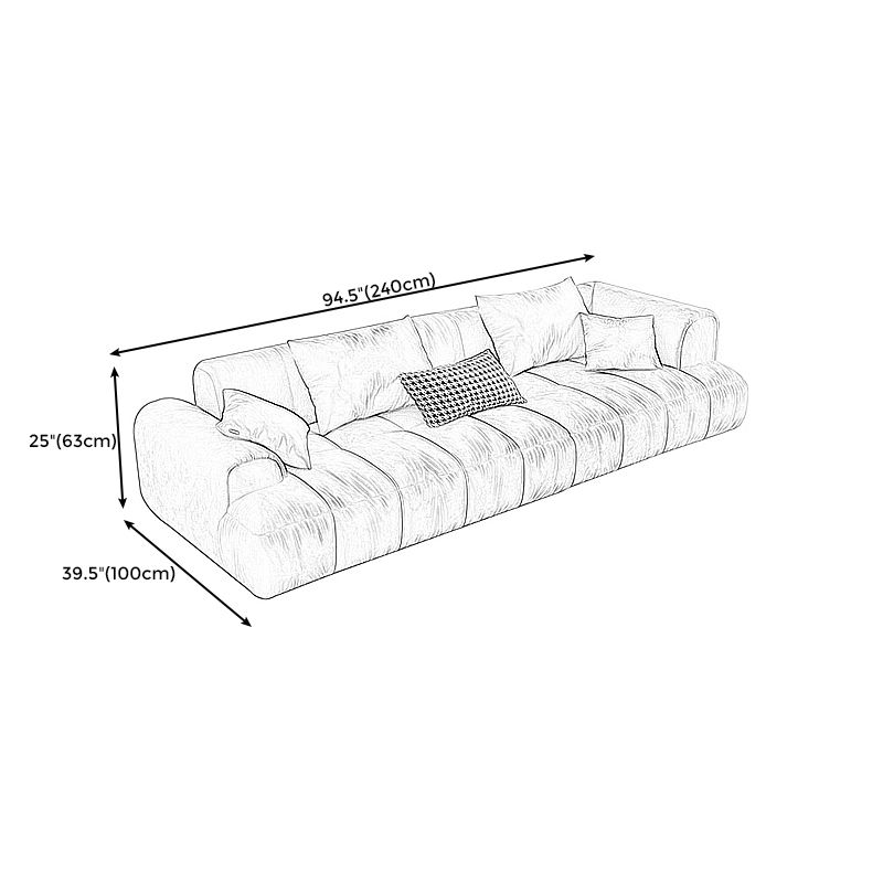 Velvet Round Arm Sectionals 24.8"High Tight Back Sofa with 4 Pillows