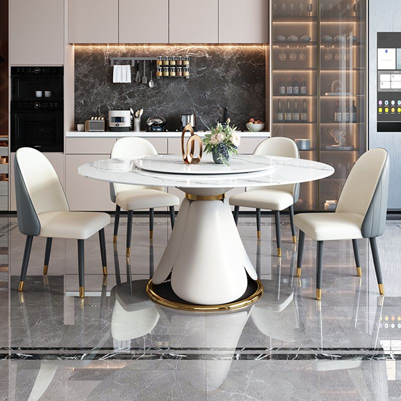 Traditional Luxury Round Dining Table Pedestal Dining Room Collection with Turntable