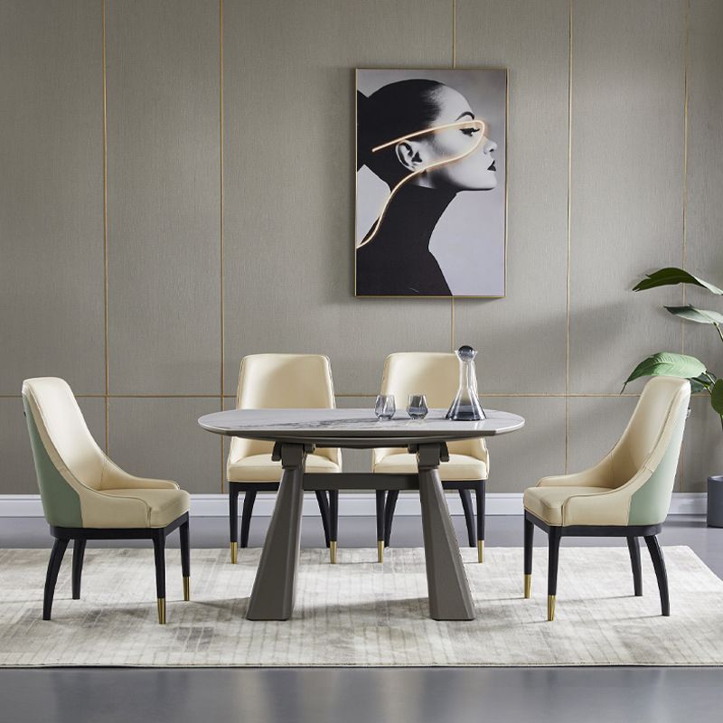 Modern Style Sintered Stone Dining Set Round 1/4/5 Pieces Dining Set for Home Use