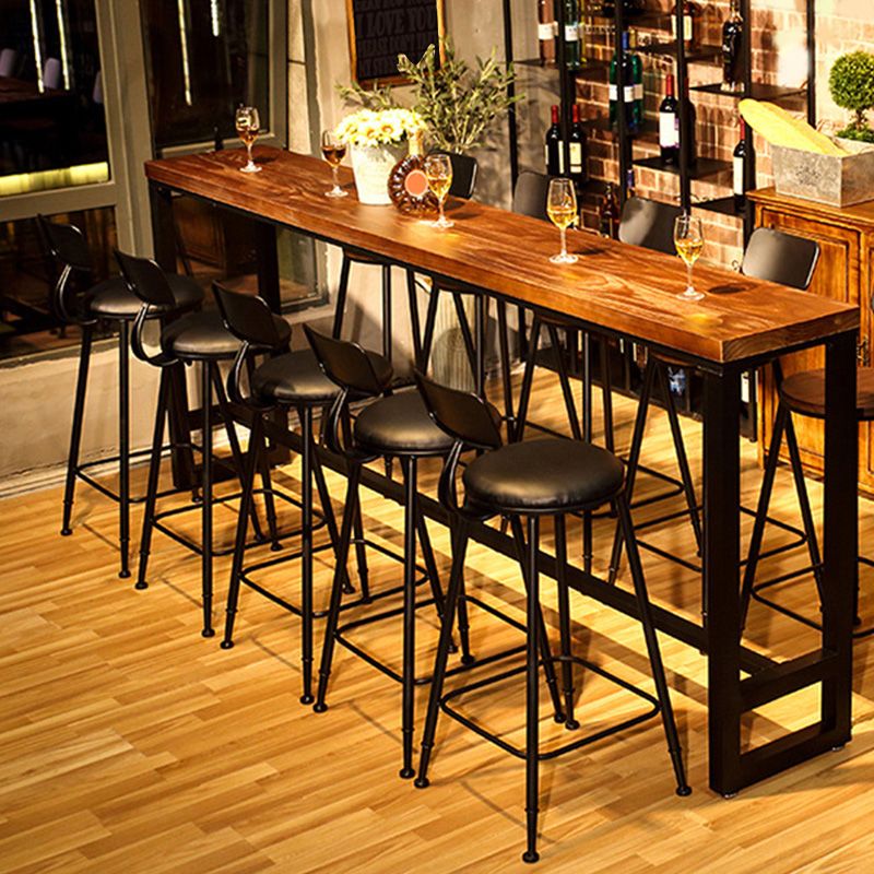 Contemporary Metal Bar Stool Wood Seat Bar Stool for Home Use