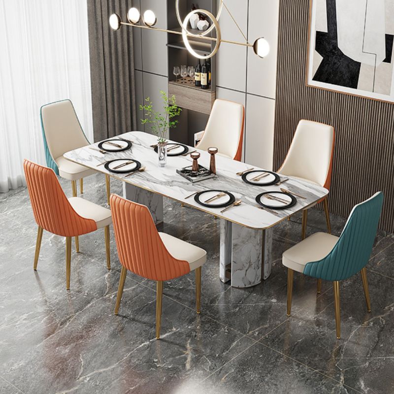 Glam Style Side Chair Leather Parsons Back Dining Chair for Home