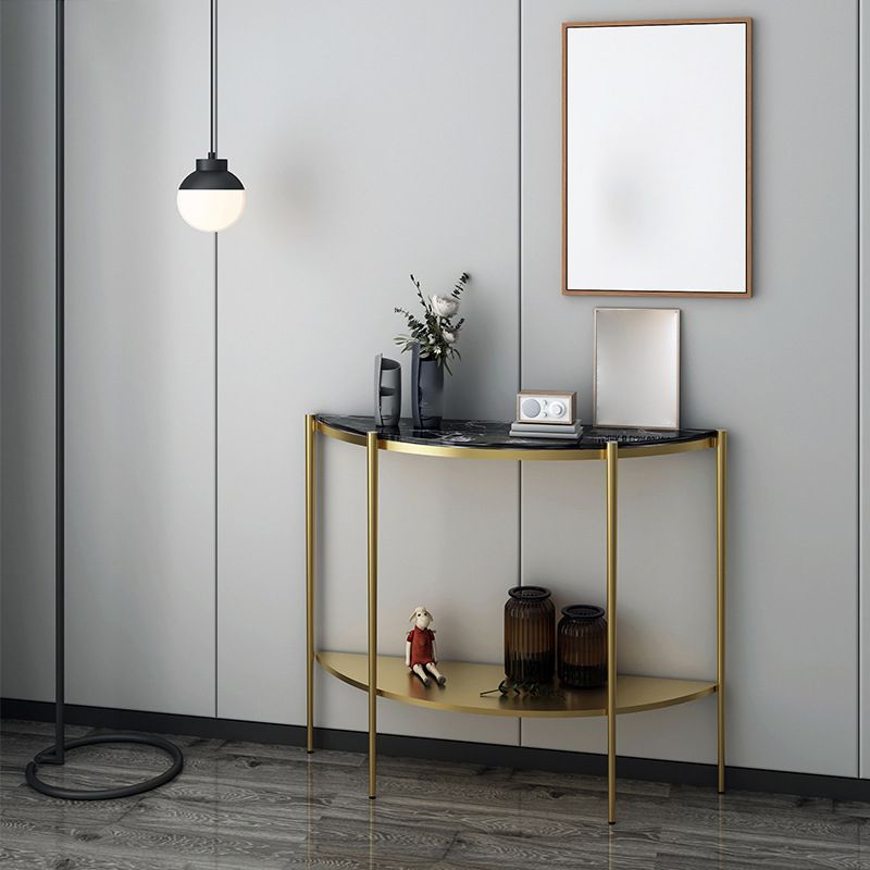 Contemporary Console Accent Table Antique Finish Half Moon Sofa Console Table