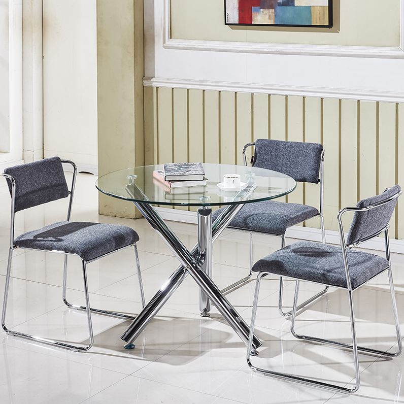 Ronde vorm transparant eettafel glazen tafel minimalistisch met 3 poten