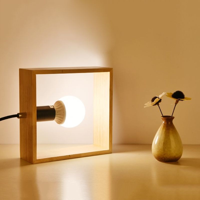 Table de conception de bulbe nue simple 1 lampe de chevet de chevet de bulbe avec cadre carré