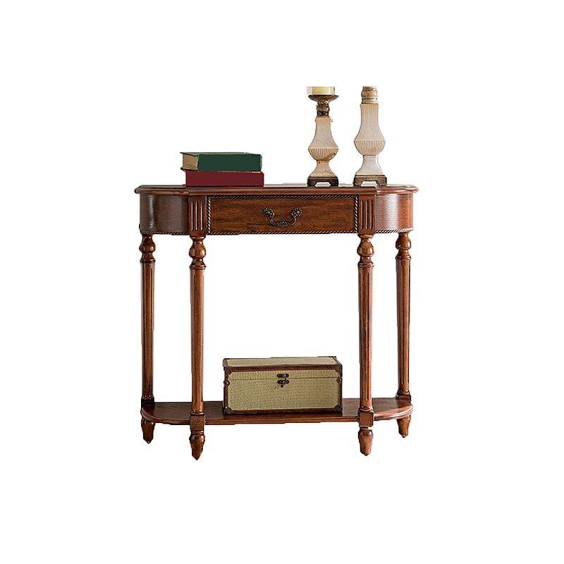 Mid-Century Modern Solid WoodTable, 35.43" H Console Accent Table in Brone