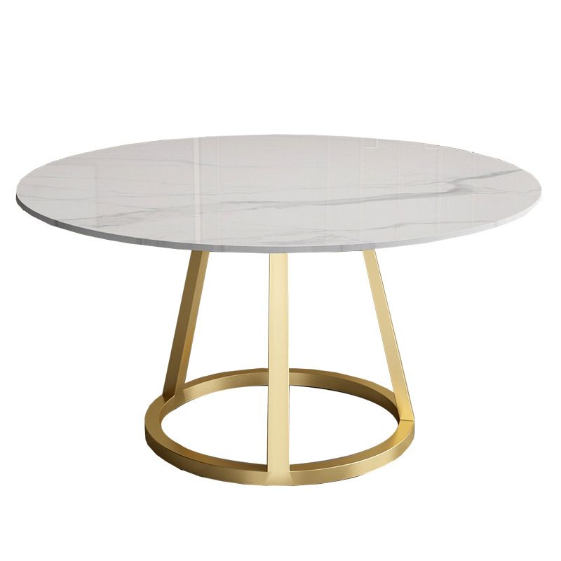 White Stone Top Dining Table Contemporary Dining Table with Pedestal Base