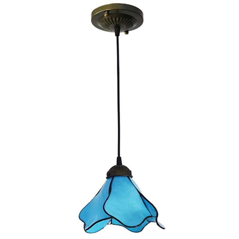 Lotus Stained Glass Pendant Lighting Fixture Tiffany Style Suspended Lighting Fixture