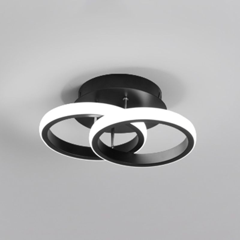 Modern Style Geometry Ceiling Lights Metal 2 Light Ceiling Lamps for Bedroom in Black