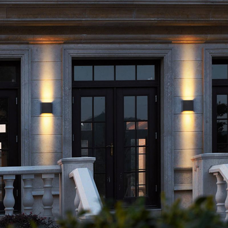 LED Garden Wall Washer Sconce Modern Black Wall Light with Rectangular Metal Shade