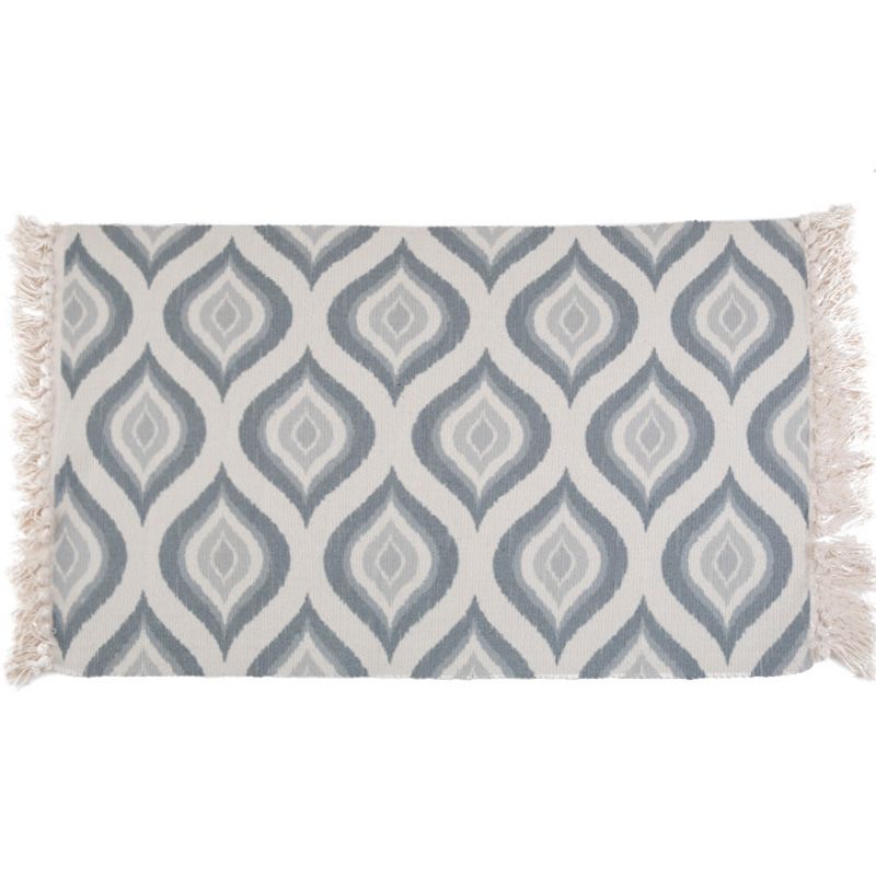 Retro Bedroom Rug Multi-Colored Geometric Printed Area Carpet Weave Machine Washable Rug with Fringe