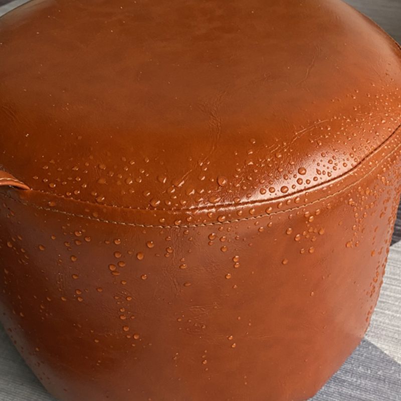 Square Pouf Portable Pure Color Faux Leather Stain Resistant Pouf Ottoman