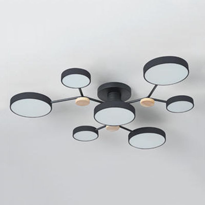 Multi Light Circle Ceiling Lamp Modern Macaron Style Metal Ceiling Lighting for Bedroom