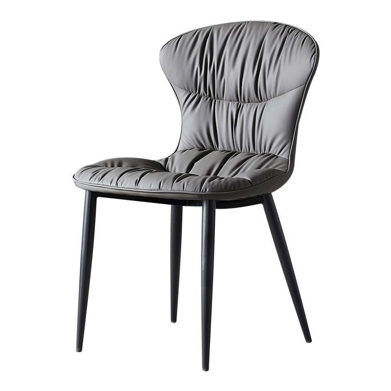 Zeitgenössischer Essanarmloser Stuhl Matte Finish Leder gebogene Parsons Seitenstuhl