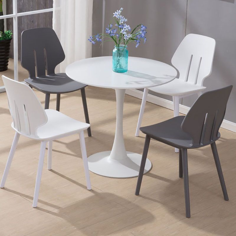 Silla lateral de comedor con respaldo abierto contemporáneo, sillas sin brazos de comedor de plástico para uso doméstico