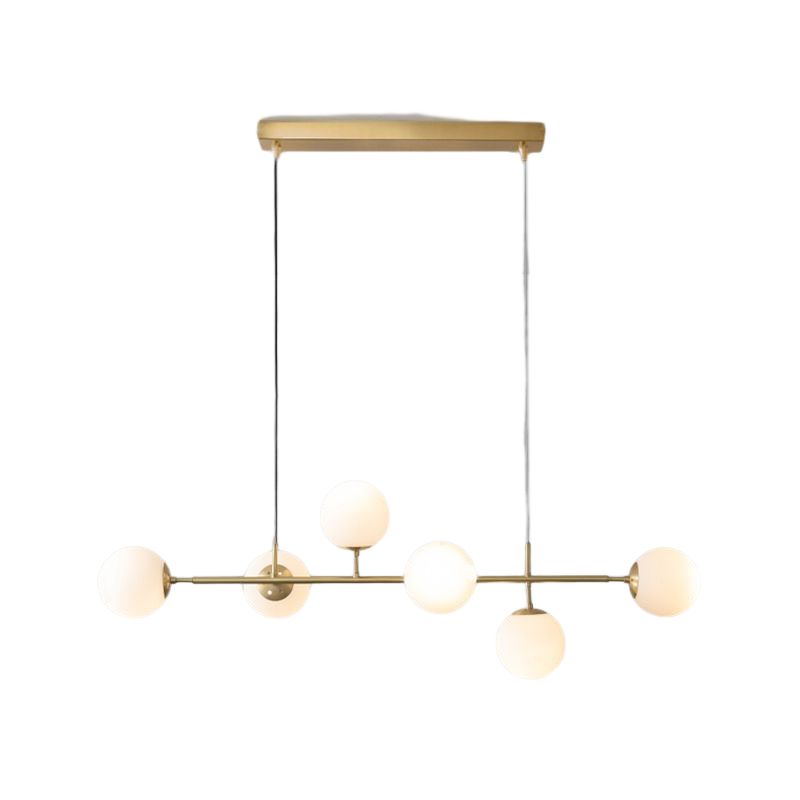 Modern Style Ball Shape Island Pendants Glass Pendant Lights in Gold for Dining Room
