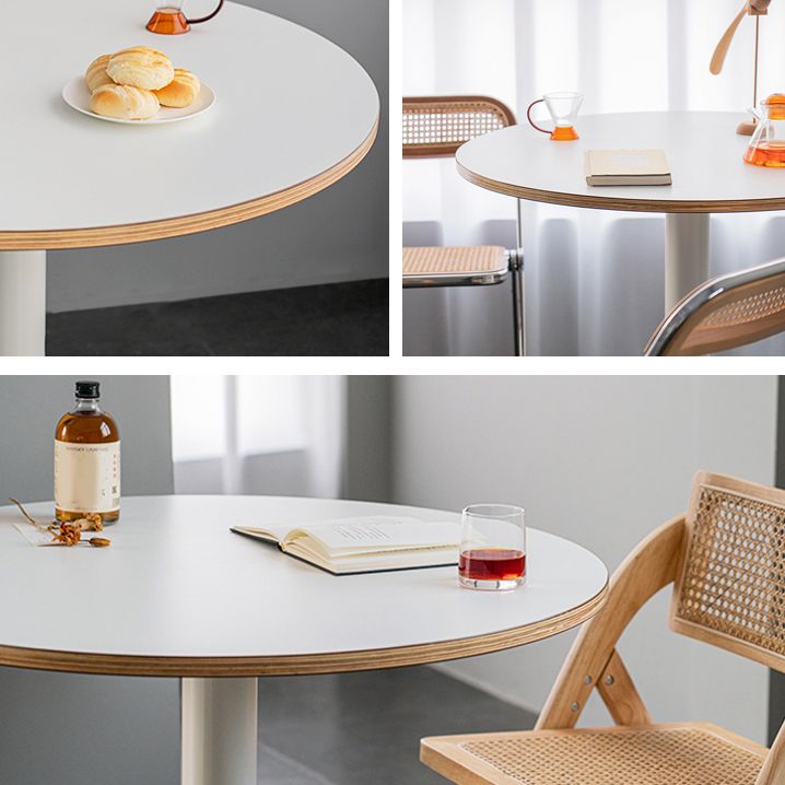 Eigentijdse vaste houten eettafel enkelvoudige voetstuk ronde tafel voor thuis