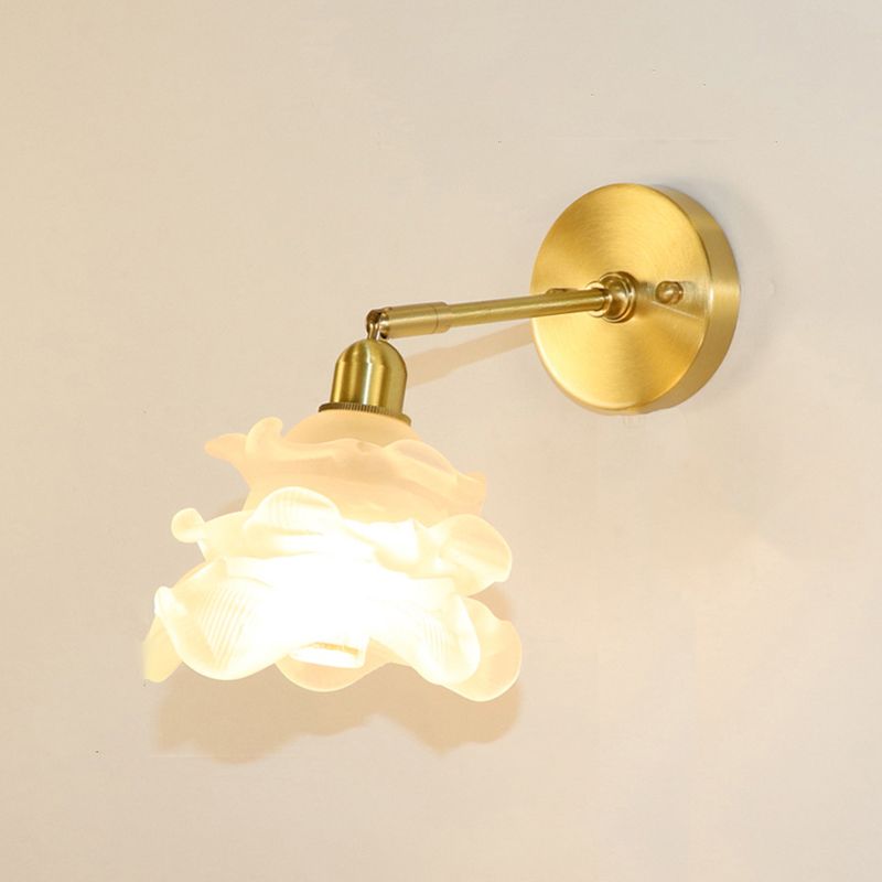 Modernism Glass Shaded Wall Light Golden Metal Lighting for Home