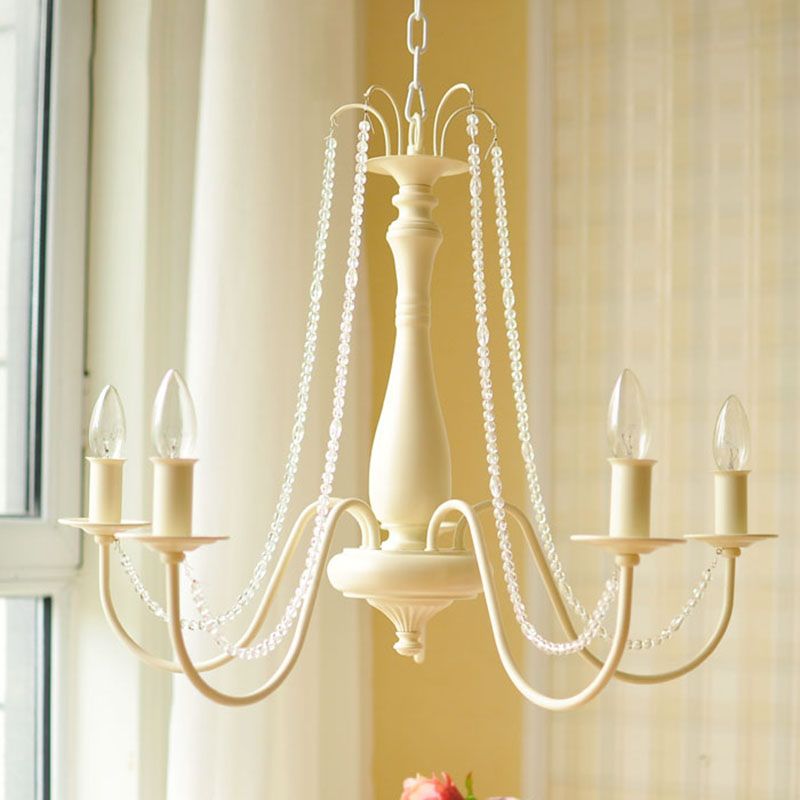 K9 Crystal Ivory Hanging Chandelier Scrolled Arm 5 Lights Traditionalism Down Lighting Pendant for Living Room