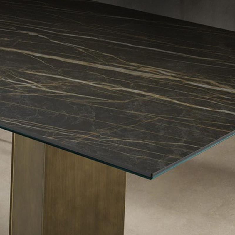 Rectangular Sintered Stone Dining Table Modern Furniture with Steel Base for Home