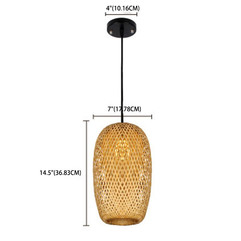 Beige colgante colgante colgante estilo 1 bulbo colgante de bambú para mesa de comedor