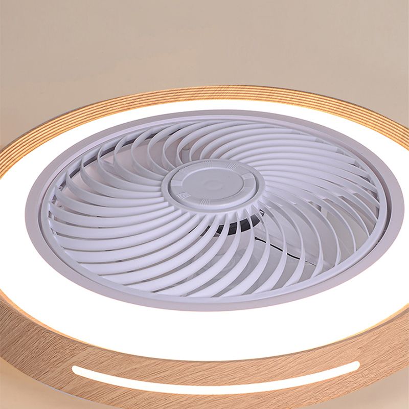 Holz Finish Runde Lüfter Lampe Nordic Metall LED Semi Flush Montiertes Licht für Schlafzimmer